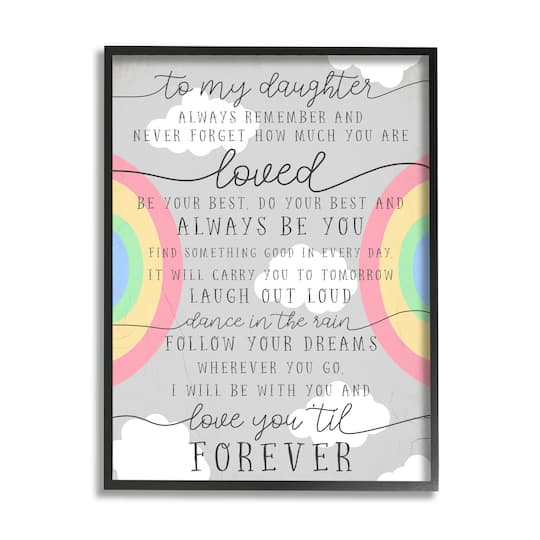 Stupell Industries My Daughter You Are Loved Quote Charming Rainbows Framed Wall Art